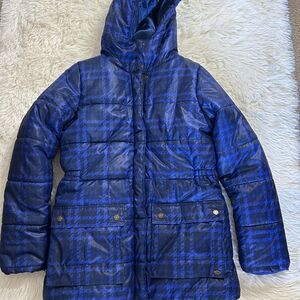 Tommy Hilfiger Navy Checkered Puffer Jacket